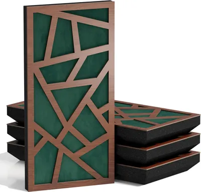 Immagine prodotto di Set di 10 pannelli acustici SKYROSS-F, rivestiti in velluto, dimensioni 50x25 cm, colore noce/verde