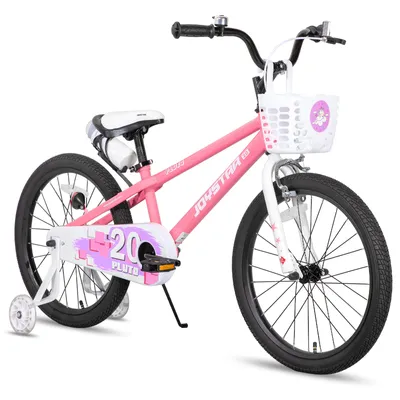 Produktbild von JOYSTAR Pluto 18 Zoll Kinderfahrrad mit beleuchteten Stützrädern, Korb, Flaschenhalter, Kinderfahrrad für Jungen und Mädchen 3-12 Jahre, Rosa