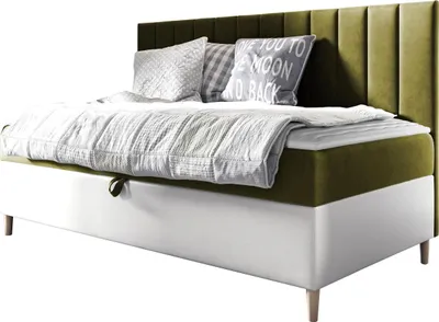 Produktbild von MIRJAN24 Boxspringbett Maja Junior 2 80x200, Einzelbett mit Bonellfederkern, Härtegrad - H3 (Farbe: Soft 017 + Fresh 12)