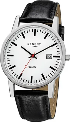 Produktbild von Regent Leder Herren Uhr F-1027 Quarzuhr Armband schwarz D2URF1027