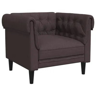 Zdjęcie produktu dla Fotel Chesterfield, ciemnobrązowy, obity tkaniną