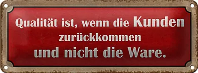 Produktbild von Blechschild Spruch 27x10cm Qualität ist Kunden zurückkommen Dekoration