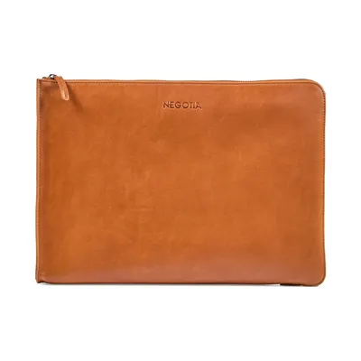 Produktbild von Negotia Plenum Leder Dokumentenmappe 15,6 Zoll Cognac – Laptophülle mit A4 Fach, Konferenzmappe, Business Organizer