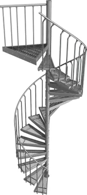 Produktbild von Spindeltreppe Ø 180 cm | Höhen: 306-323 cm | 16 Stufen, ein Podest | Streckgitter Stufenbelag, Feuerverzinkt