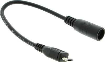 Produktbild von Micro-USB Kabel - mit 5.5*2.1mm DC Stecker, 170mm Kabellänge, schwarz
