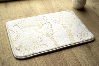 Produktbild von Badteppich Saugfähige - Badezimmer Teppich - Rutschfester Badvorleger Badematte - 75x45 cm - Linien Blumen