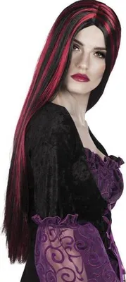 Produktbild von Roswita Halloween Perücke schwarz-rot