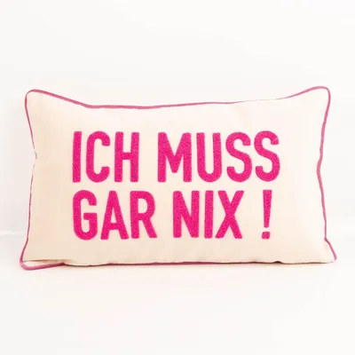 Produktbild von PAD Kissenhülle ICH MUSS GAR NIX sand pink 30x50 cm