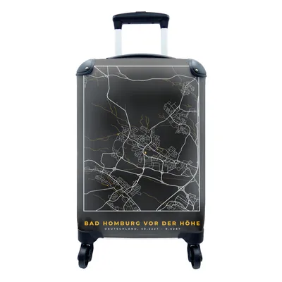 Produktbild von MuchoWow® Koffer Handgepäck Trolley Rollkoffer Kleine Reisekoffer mit 4 Rollen - Stadtplan - Karte - Bad Homburg vor der Höhe - Gold - Deutschland - Karte - Cabin Size < 55x40x23 cm & 55x40x20 cm - Fotokoffer - Kabinenkoffer - Boardgepäck - Reise-Box - Reisekoffer - Reisegepäck - Koffer mit Bild - Trolley für Kinder