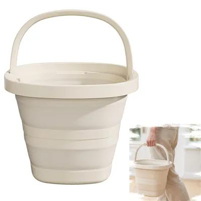 Imagen del producto de Cubo plegable, 10 litros, blanco, que ahorra espacio, ideal para la limpieza