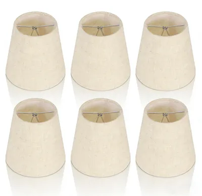 6 Clip-On Lampenschirme, Leinenstoff, für E14, 14 cm