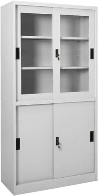 Produktbild von Büroschrank mit Schiebetür Hellgrau 90x40x180 cm Stahl-5963