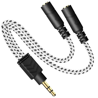Zdjęcie produktu dla Adapter do słuchawek – dzielnik audio – do wspólnego słuchania – dwa wyjścia – 0,2 metra – czarny