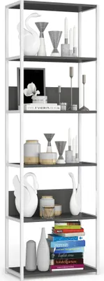 Image de Étagère industrielle en métal pour livres, avec 6 étagères, de style loft