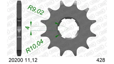 Produktbild von AFAM Stahl Standard Ritzel vorne - 428
