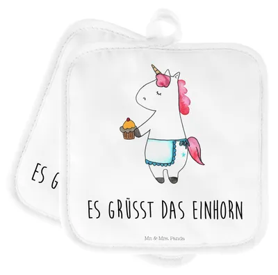 Produktbild von Mr. & Mrs. Panda Topflappen Einhorn Muffin - Weiß - Geschenk, Topfuntersetzer, Kekse, Unicorn, Kochlappen, Set, Backen, Geburtstagsgrüße, topfhalter, Liebesgrüße