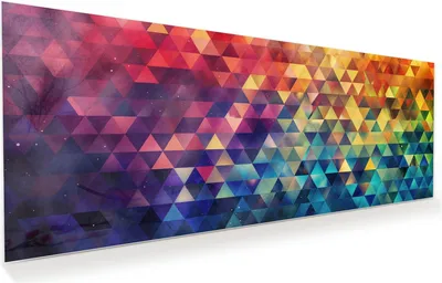 Produktbild von Glasbild 150x60cm in XXL für Wohnzimmer, Schlafzimmer Motiv Bunte Dreiecke