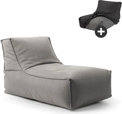 Produktbild von mokebo® Outdoor Sitzsack für Kinder & Erwachsene 'Der Sundowner', Bean Bag mit Füllung oder Bodenkissen für Indoor & Outdoor, auch als Liegekissen, Relaxliege oder Liege in Steingrau