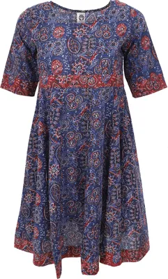 Produktbild von Boho Minikleid, Sommerliches Minikleid, Baumwollkleid - Indigo, Damen, Blau, Baumwolle, Größe: S