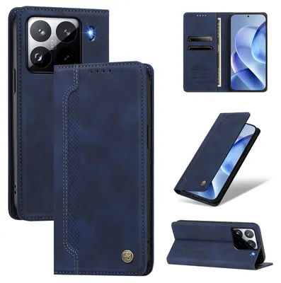Produktbild von Handyhülle für Xiaomi 15 Pro, Leder Wallet Klapphülle mit Standfunktion, Stoßfeste Schutzhülle Dunkelblau