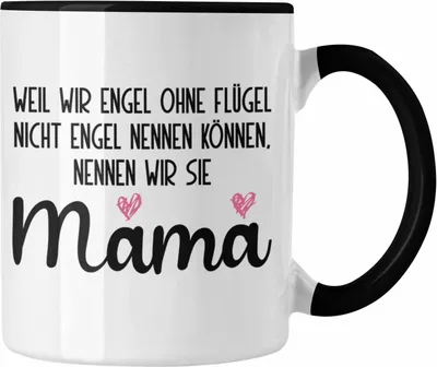 Produktbild von Trendation - Mutter Mama Tasse Geschenk von Tochter zum Geburtstag Weihnachten Kaffeetasse Lustig Geschenke Muttertag Muttertagsgeschenk Engel Ohne Flügel (Schwarz)