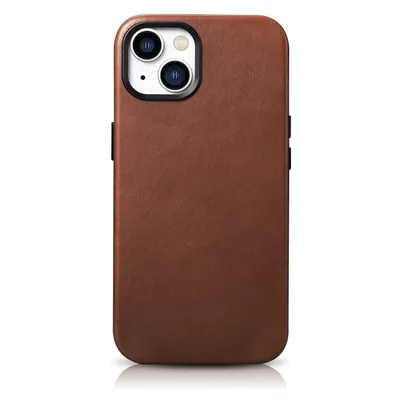 Productafbeelding van Icarer Etui, hoesje, beschermhoes, leren met MagSafe voor iPhone 14+, bruin