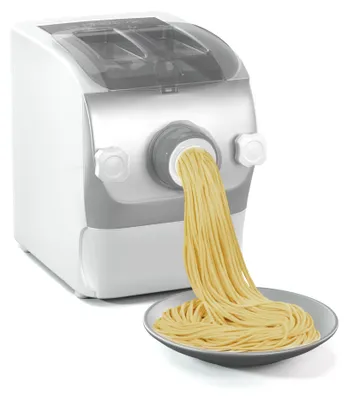 Produktbild von Klarstein Pastamania Nudelmaschine Elektrisch – 260 W Vollautomatische Pastamaschine mit 7 Aufsätzen, 500 g Kapazität, Leise (60 dB), LED-Anzeige, Weiß