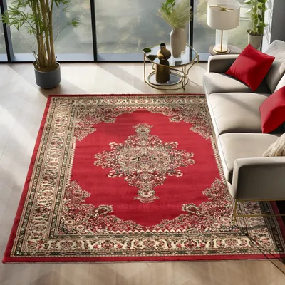 Produktbild von Simpex24 Orientalischer Teppich Wohnzimmer , Schlafzimmer , Esszimmer , Modern Boho Design Teppich , Rot - 4 Größe: 200 x 290 cm