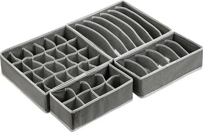 Immagine prodotto di Organizer pieghevole per biancheria intima, armadio in tessuto, scatola pieghevole, grigio chiaro, organizer per armadio