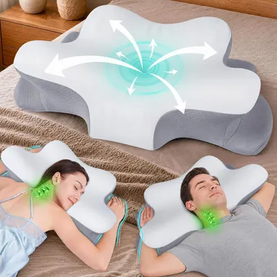 Obrázek produktu pro Polštář proti bolestem krku - Ortopedická viskoelastická pěna - Ergonomický - Nastavitelný