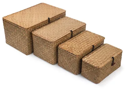 Obrázek produktu pro Úložný koš z mořské trávy s víkem