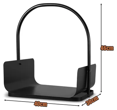 Produktbild von ISOISL Tragbarer Kaminholzkorb mit Griff, 40 × 30 × 50 cm, Eisen, Schwarz, kompakter Kaminholzständer in U-Form