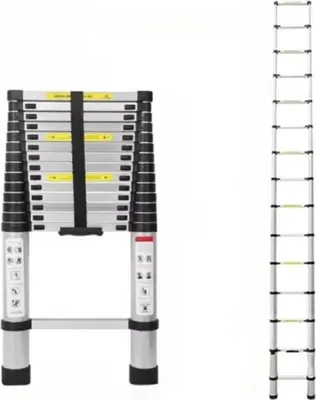 Produktbild von Teleskop-Dachbodenleiter – 440cm – Faltbare Stehleiter – Ausziehbare Aluminiumleiter – Tragbar – EN131  – Max. Belastung 150 kg