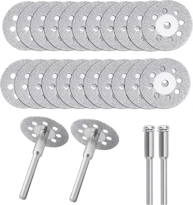 Produktbild von 24 Stück Diamant-Trennscheiben, 22 mm Durchmesser, Trennscheiben mit 4 Stück 3 mm Dornen, Ersatz für Dremel-Rotationswerkzeuge