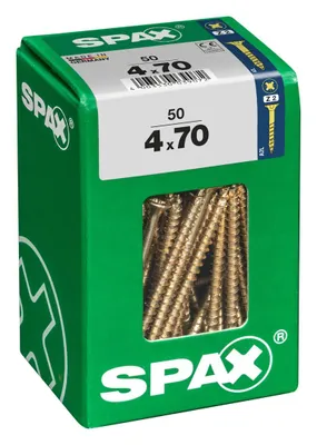 Produktbild von SPAX 4081020400707, Schraube, Stahl, Zink, Holz, Flachkopf, Pozidriv, Gelb