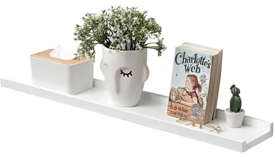 Produktbild von Wandregal Bilderleiste Eichenholz 60x15cm Weiß
