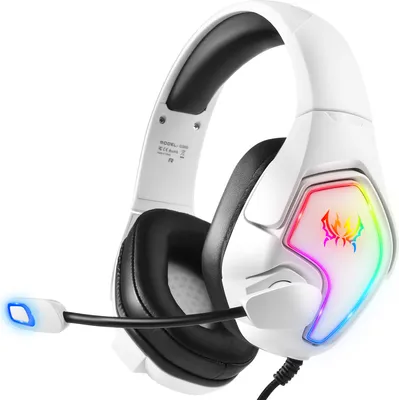 Produktbild von KOTION EACH G3000 3,5-mm-Gaming-Headset, Over-Ear-Spielkopfhoerer mit Mikrofon, RGB-LED-Licht, Geraeuschunterdrueckung, Kopfhoerer-Lautstaerkeregler fuer PS5, PS4, Laptop, Tablet, Mobiltelefone, Desktop-PC