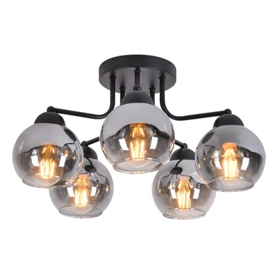 Produktbild von ZMH Deckenleuchte Schwarz Deckenlampe 5 flammig Vintage E27 Wohnzimmerlampe im Industrial Kugel Metall für Schlafzimmer Küche Ohne Leuchtmittel