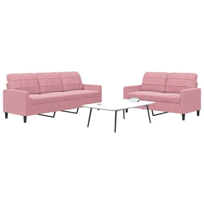 Productafbeelding van Maison Exclusive - 2-delige bankset met kussens, roze fluweel