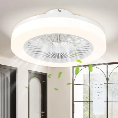 Produktbild von HOMCOM Deckenventilator mit Beleuchtung Fernbedienung LED Ventilator Weiß 46 cm