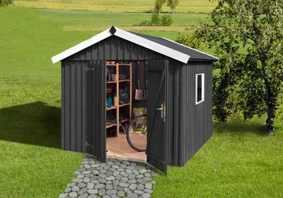 Produktbild von weka Schwedenhaus Gr.3, sägerauh, anthrazit, breite DT, F,
