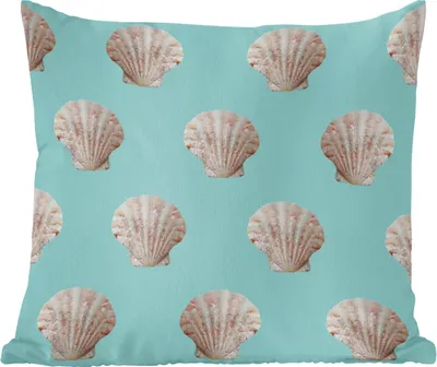 Produktbild von MuchoWow® Zierkissen Sofakissen Wohnzimmer Dekokissen 50x50 cm Muscheln - Muster - Grün - Meer - Komfort - Sofakissen