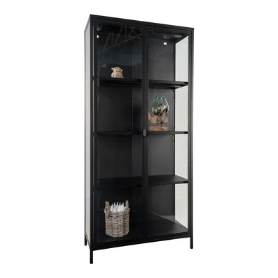 Produktbild von Brisbane Vitrinenschrank Höhe 175 cm, schwarz.