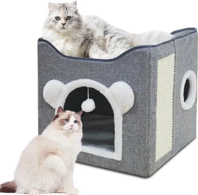Produktbild von Famanu Katzenbett 2-in-1 Design - Faltbarer Katzentunnel mit Kissen