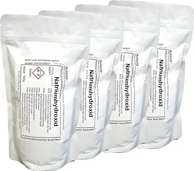 Produktbild von Natriumhydroxid Ätznatron 4x 500g Seifenherstellung Reiniger Abbeitzer NaOH