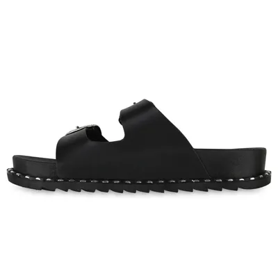 Produktbild von VAN HILL Damen Pantoletten Sandalen Nieten Schnallen Profil-Sohle Schuhe 841052, Farbe: Schwarz, Größe: 38