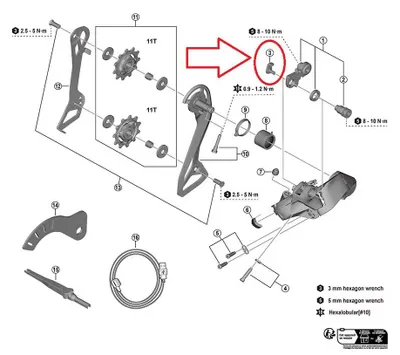 Obrázok produktu pre Shimano Rd-r9250 105/ultegra/dura Ace Di2 12s vedenie kábla strieborná strieborná Jedna veľkosť