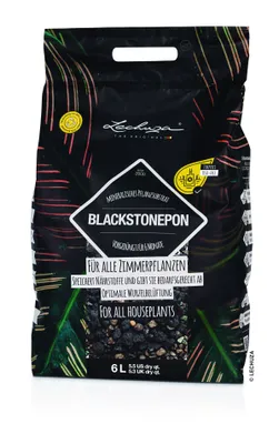 Produktbild von LECHUZA-Pflanzsubstrat BLACKSTONEPON 6 Liter | Designsubstrat für Zimmerpflanzen | torffrei und vorgedüngt | 19555