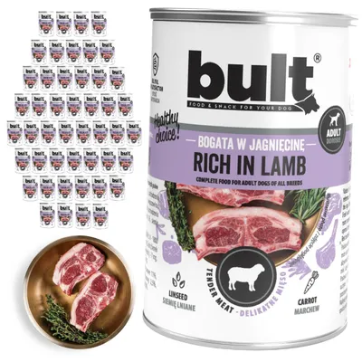 Produktbild von BULT | Nassfutter für Hunde Lamm - Hundefutter Dosen 48x400 g - mit Gemüse und Obst - leicht verdaulich - 75% Fleischanteil
