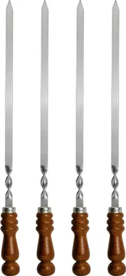 Produktbild von 4 stk. set BBQ Edelstahlspieß mit Holzgriff 60cm lang 1,2cm breit 3mm Stark Grillspiesse